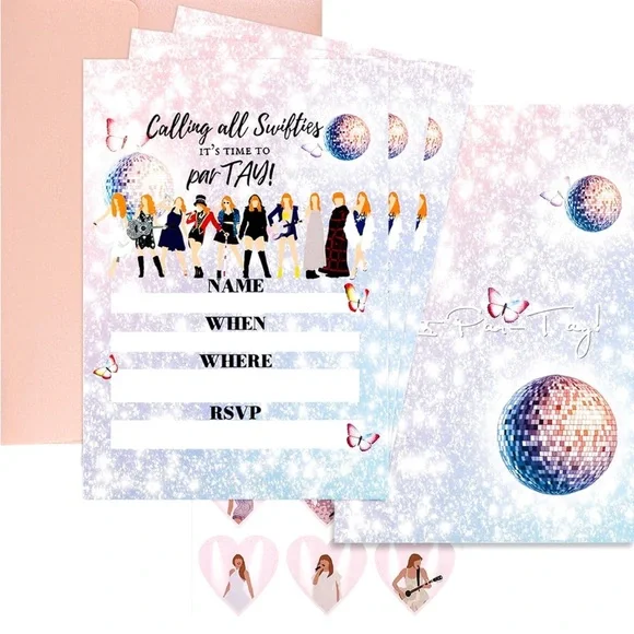 Taylor Swift Party Invitation Set - Picture 1 of 3